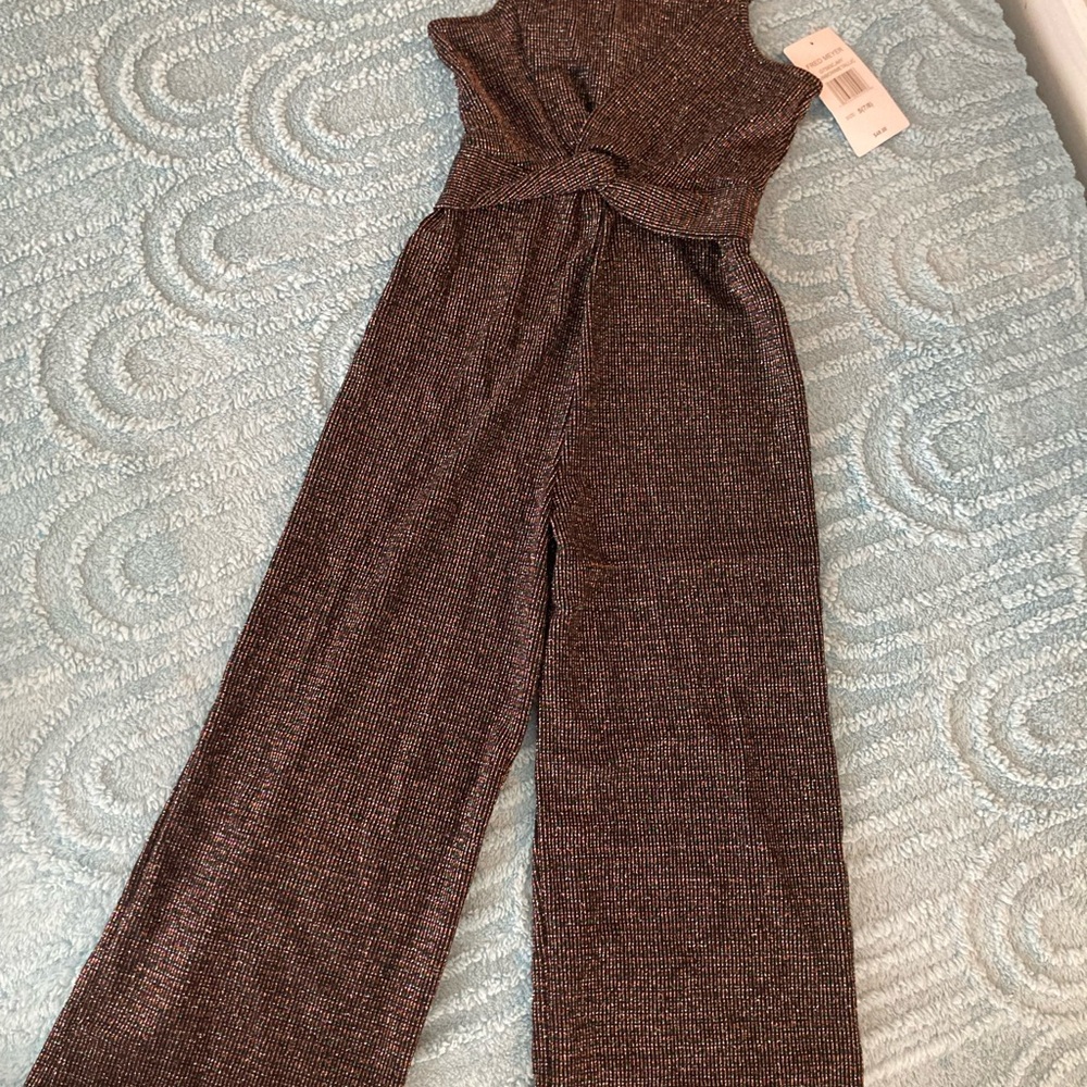 Luxurious Brown and Gold Palazzo Jumpsuit